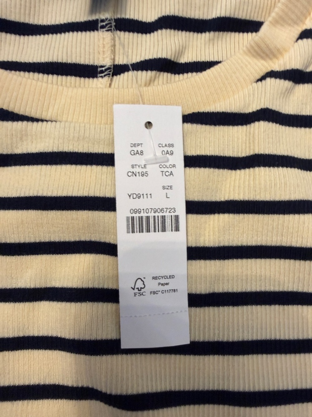 J. Crew Navy & Cream Striped Long-Sleeve Crewneck NWT large - Picture 3 of 3